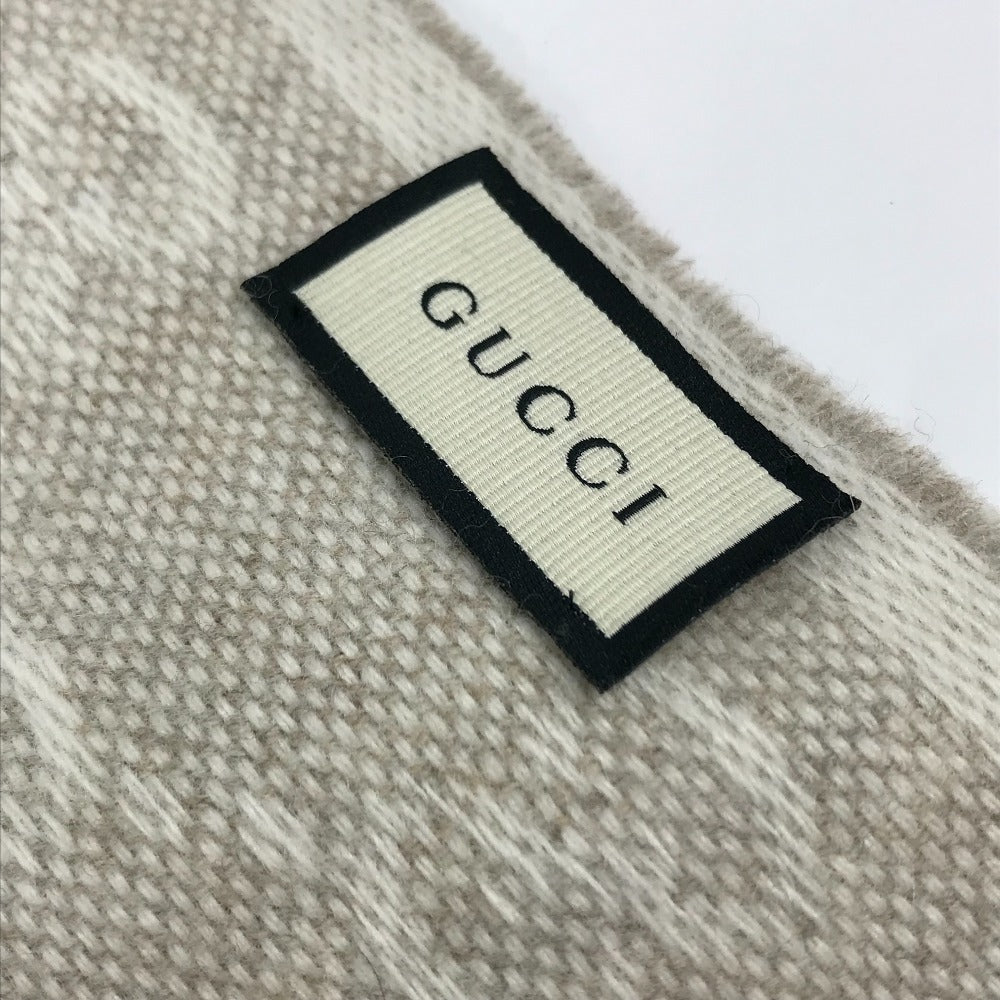 GUCCI Scarf 570603 wool beige GG Shelly line mens Used