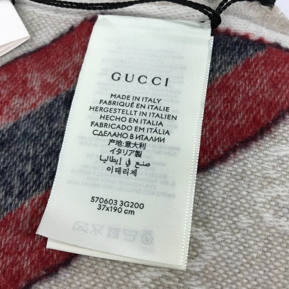 GUCCI Scarf 570603 wool beige GG Shelly line mens Used