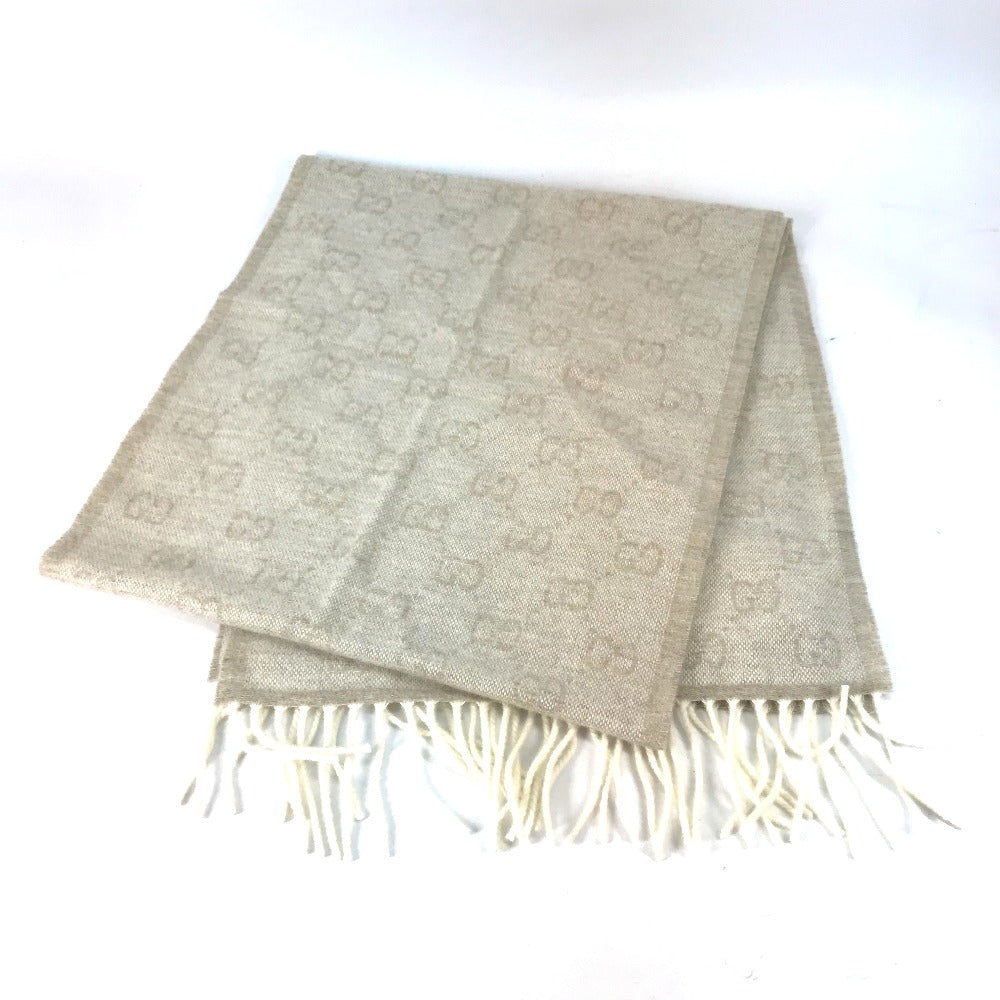 GUCCI Scarf 570603 wool beige GG Shelly line mens Used