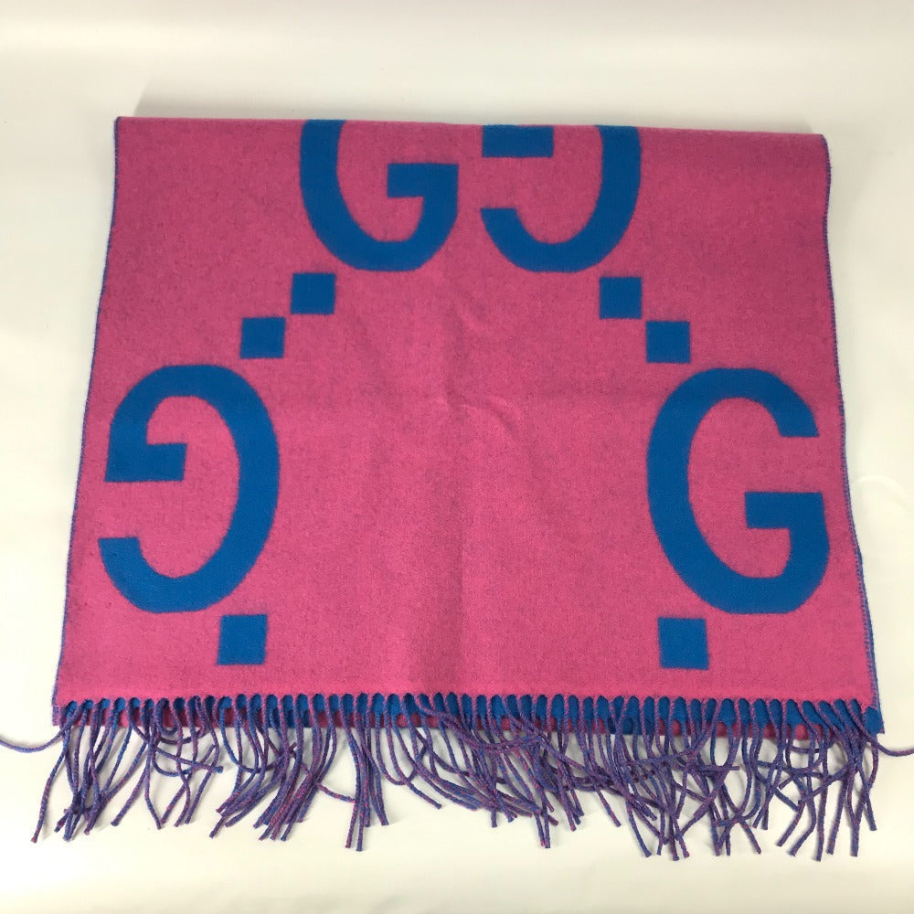 GUCCI Scarf 726526 wool pink GG Jacquard Women Used