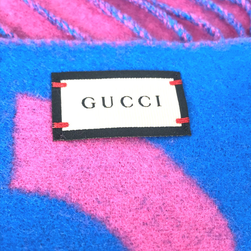 GUCCI Scarf 726526 wool pink GG Jacquard Women Used