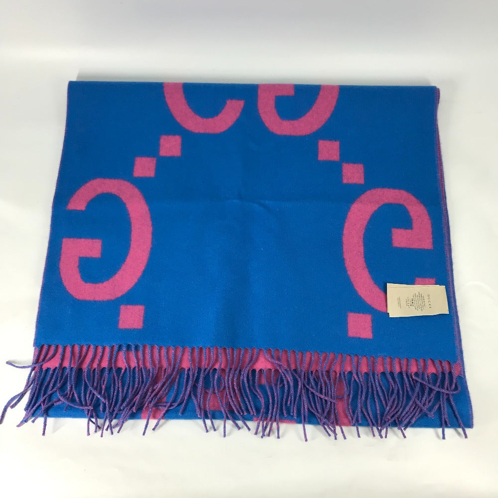 GUCCI Scarf 726526 wool pink GG Jacquard Women Used