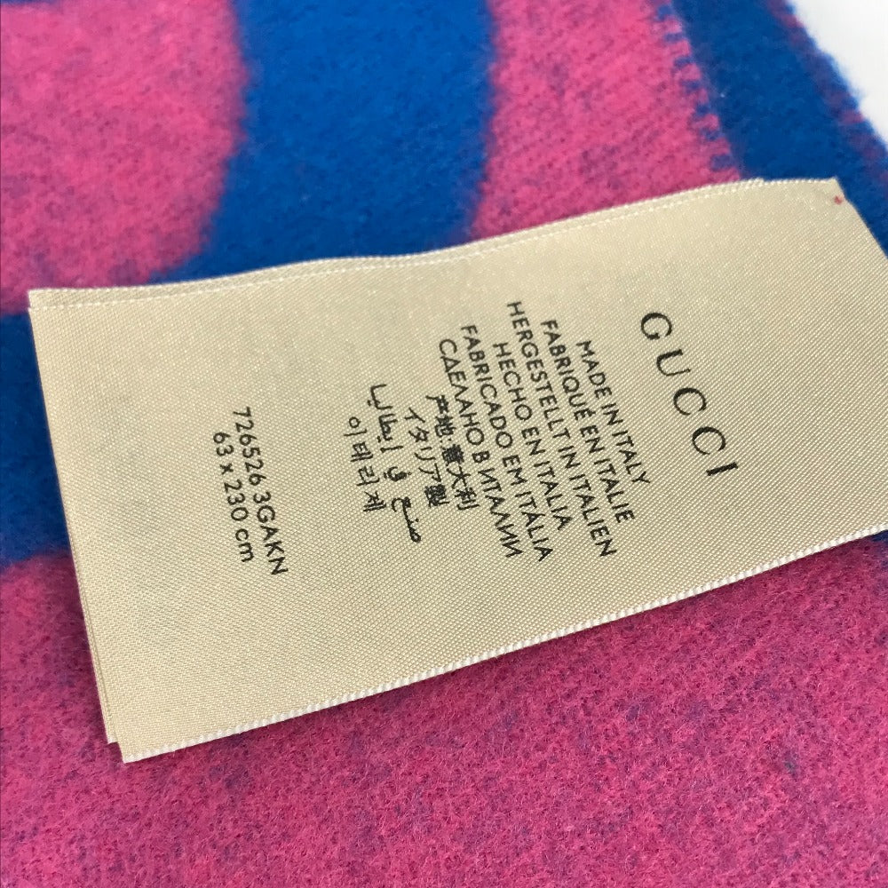 GUCCI Scarf 726526 wool pink GG Jacquard Women Used