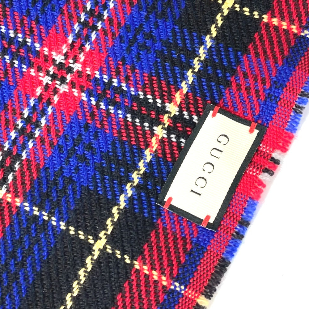 GUCCI Scarf wool Red Check BEE Bee