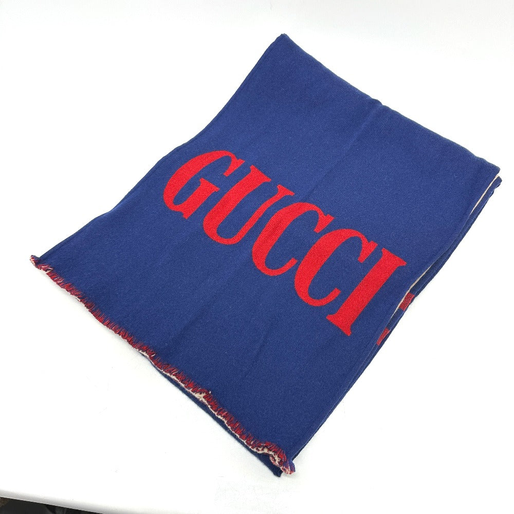 GUCCI Scarf 525559 wool blue logo