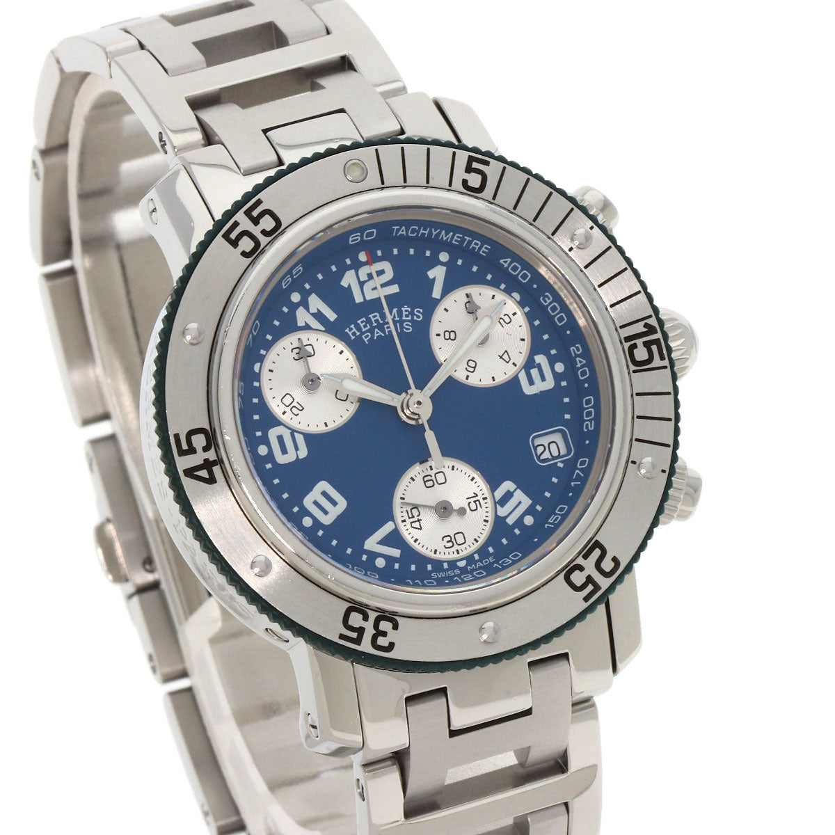 HERMES Watches Quartz CL2.317 Stainless Steel , Stainless Steel Silver Clipper diver blue dial Boys Used