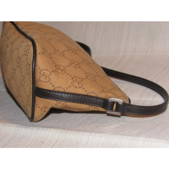 Gucci Vintage Rusty Orange Large G Logo Print Canvas Brown Leather And Hobo Bag