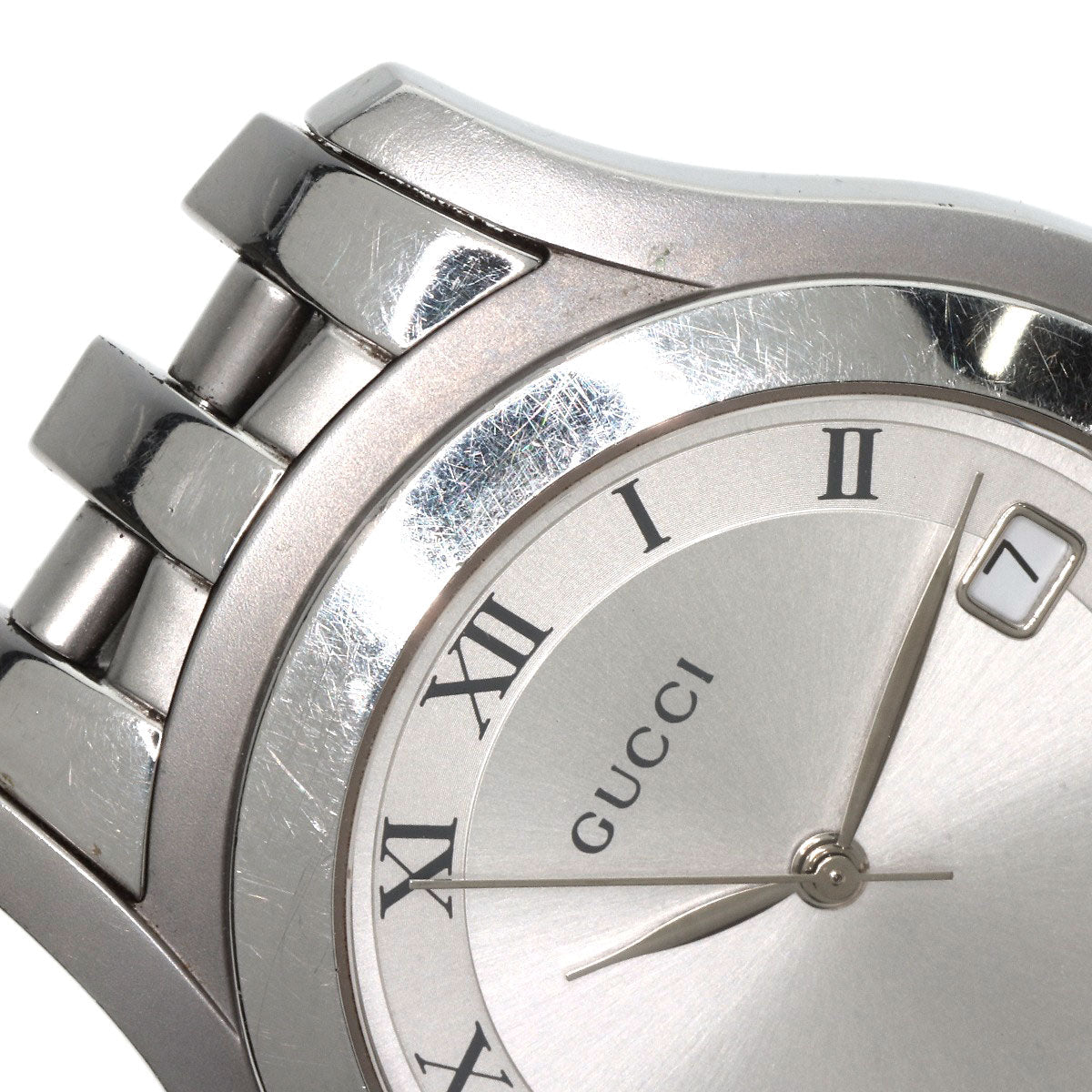GUCCI Watches Quartz 5500M Stainless Steel , Stainless Steel Silver Round face Silver dial mens Used