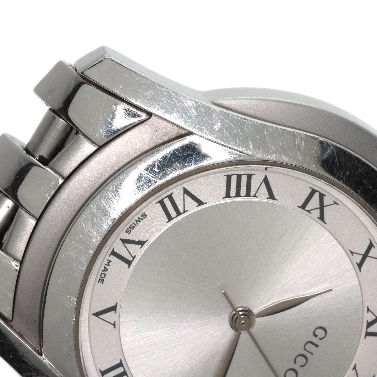 GUCCI Watches Quartz 5500M Stainless Steel , Stainless Steel Silver Round face Silver dial mens Used