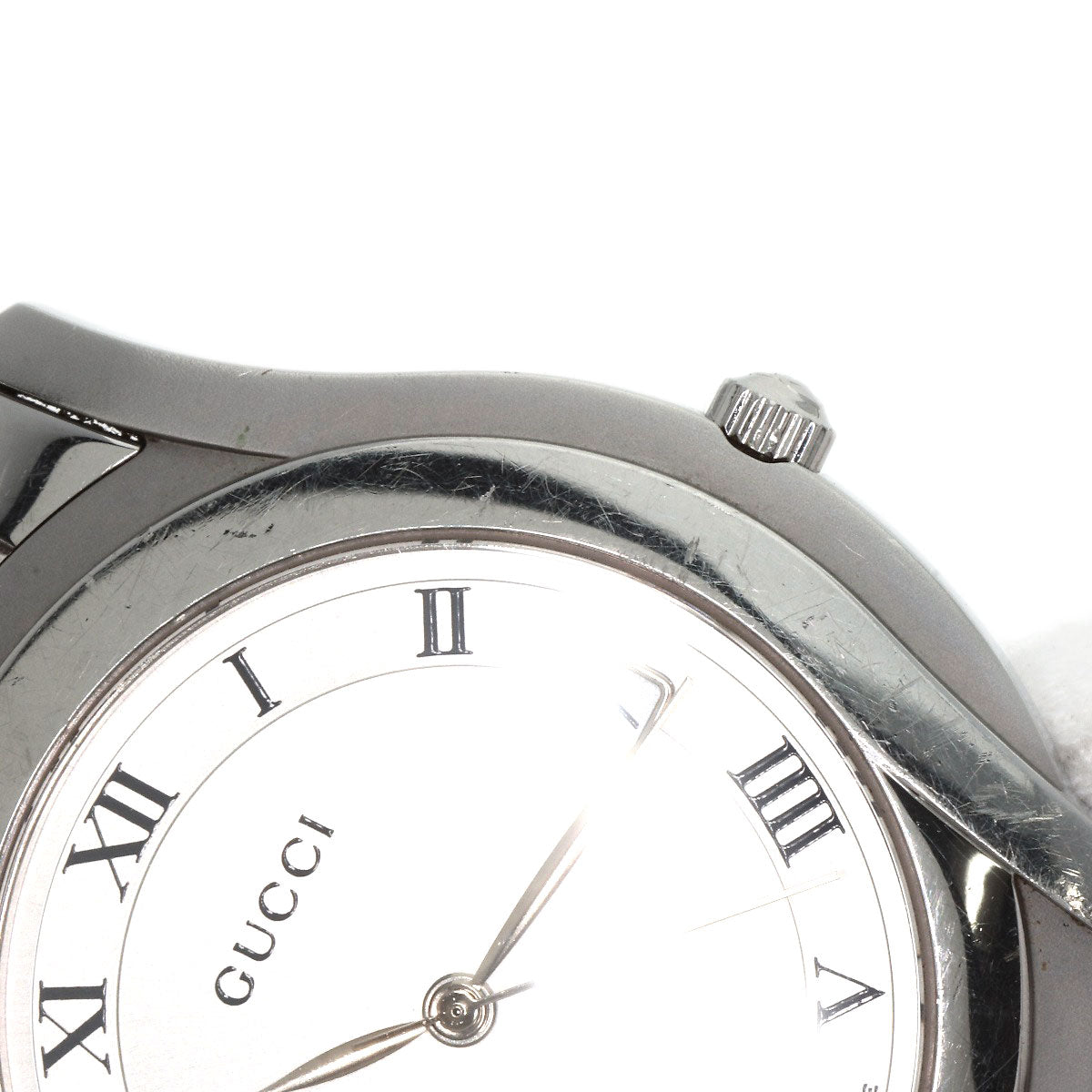 GUCCI Watches Quartz 5500M Stainless Steel , Stainless Steel Silver Round face Silver dial mens Used