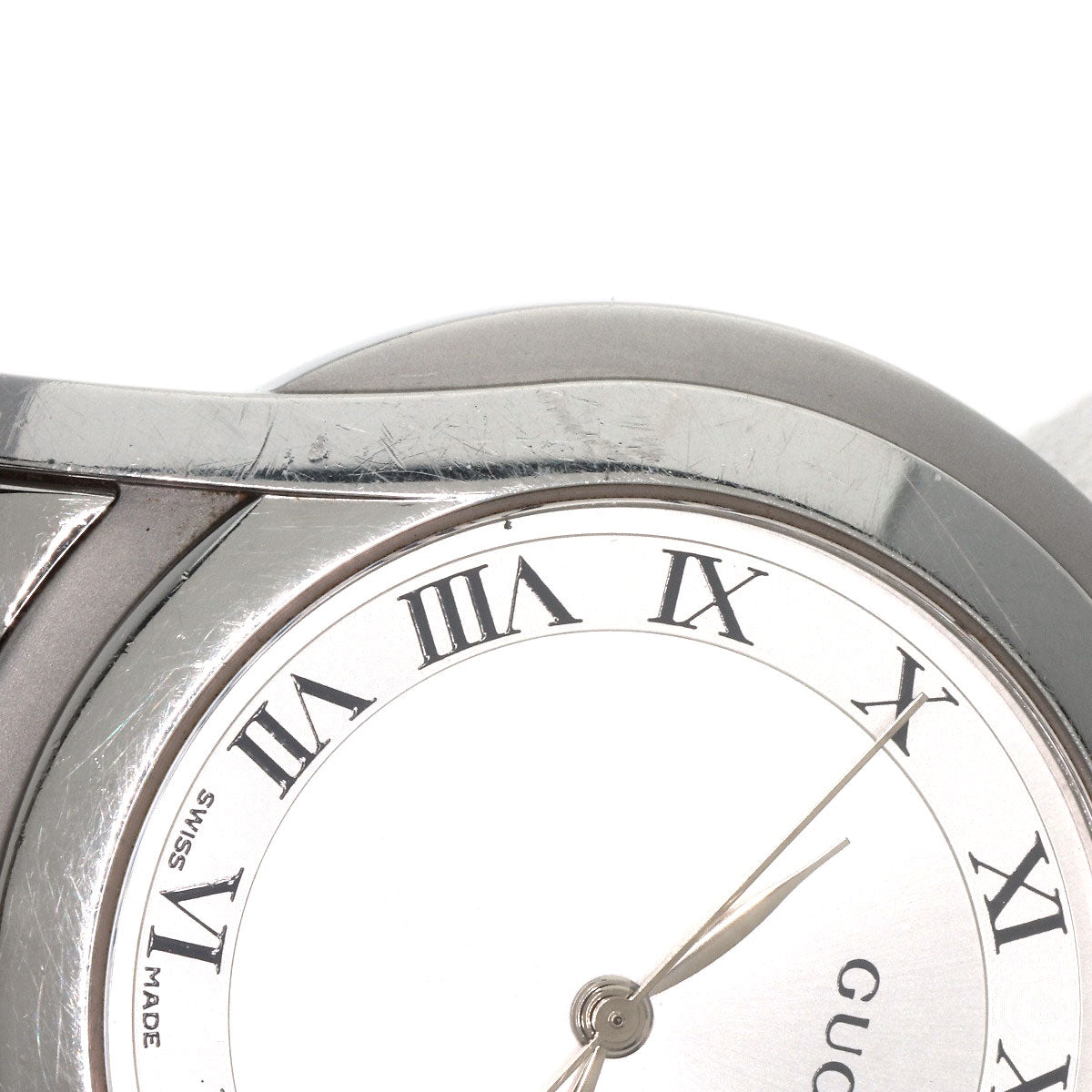 GUCCI Watches Quartz 5500M Stainless Steel , Stainless Steel Silver Round face Silver dial mens Used
