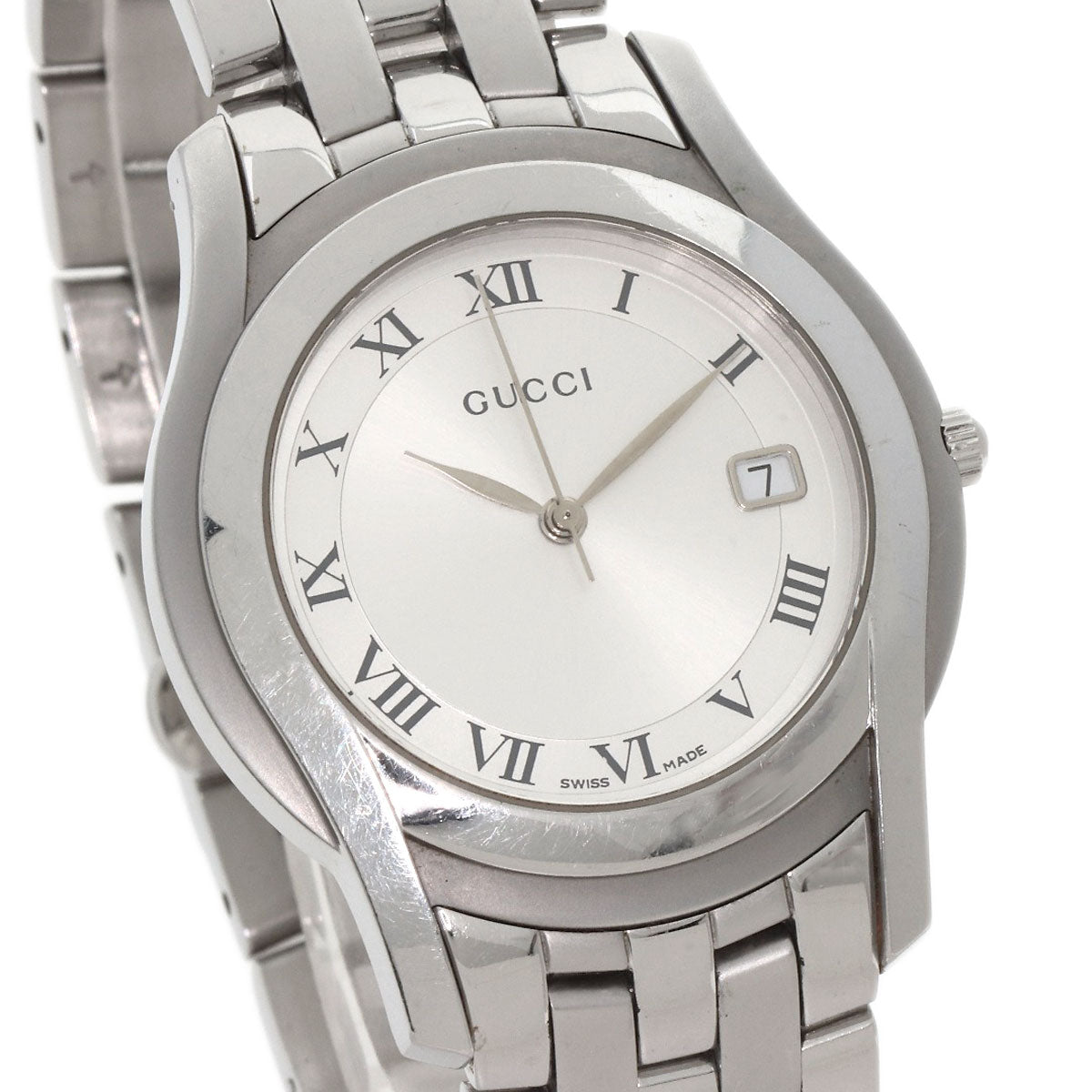 GUCCI Watches Quartz 5500M Stainless Steel , Stainless Steel Silver Round face Silver dial mens Used