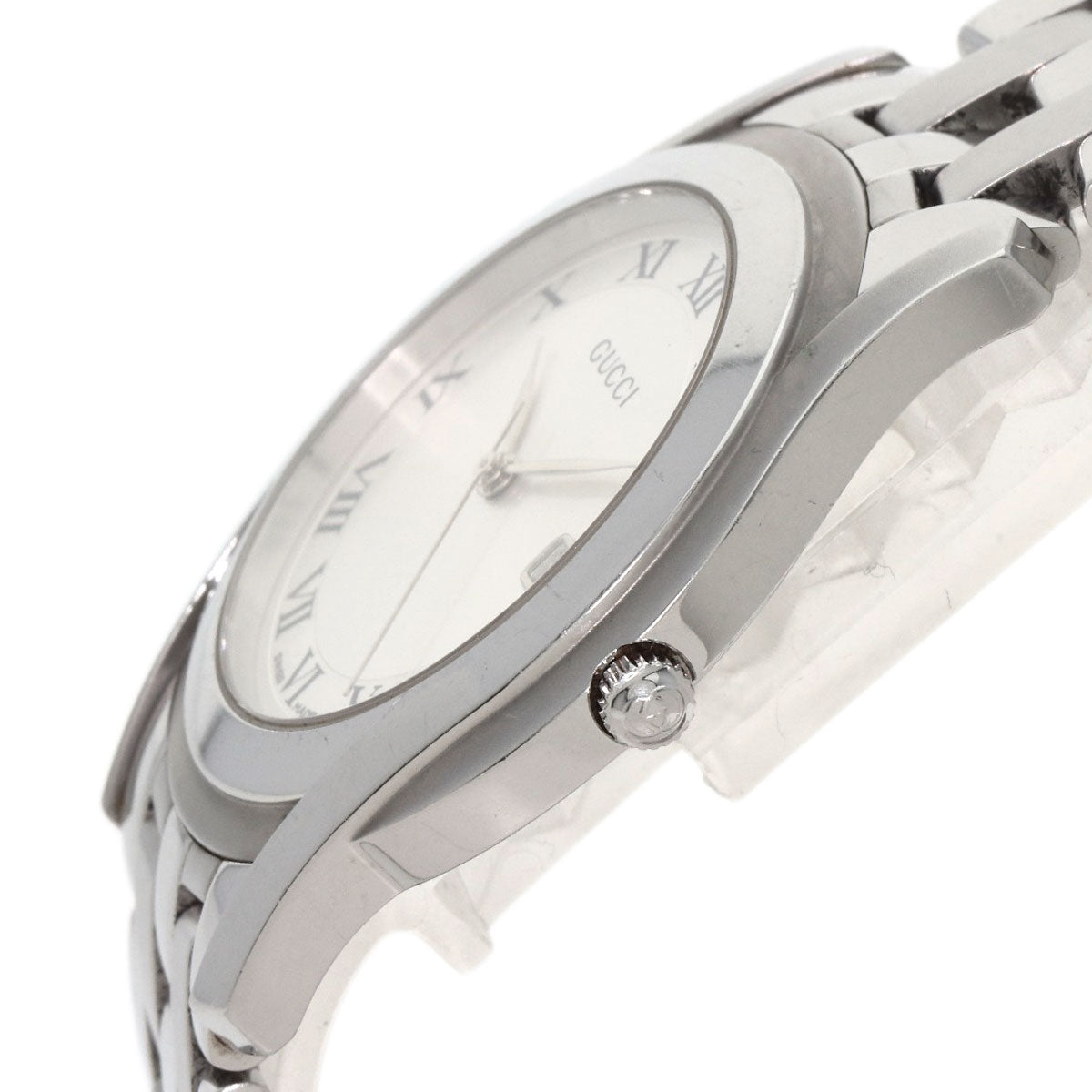 GUCCI Watches Quartz 5500M Stainless Steel , Stainless Steel Silver Round face Silver dial mens Used