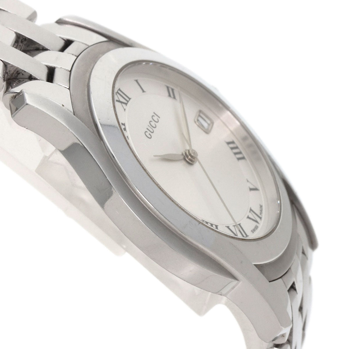GUCCI Watches Quartz 5500M Stainless Steel , Stainless Steel Silver Round face Silver dial mens Used