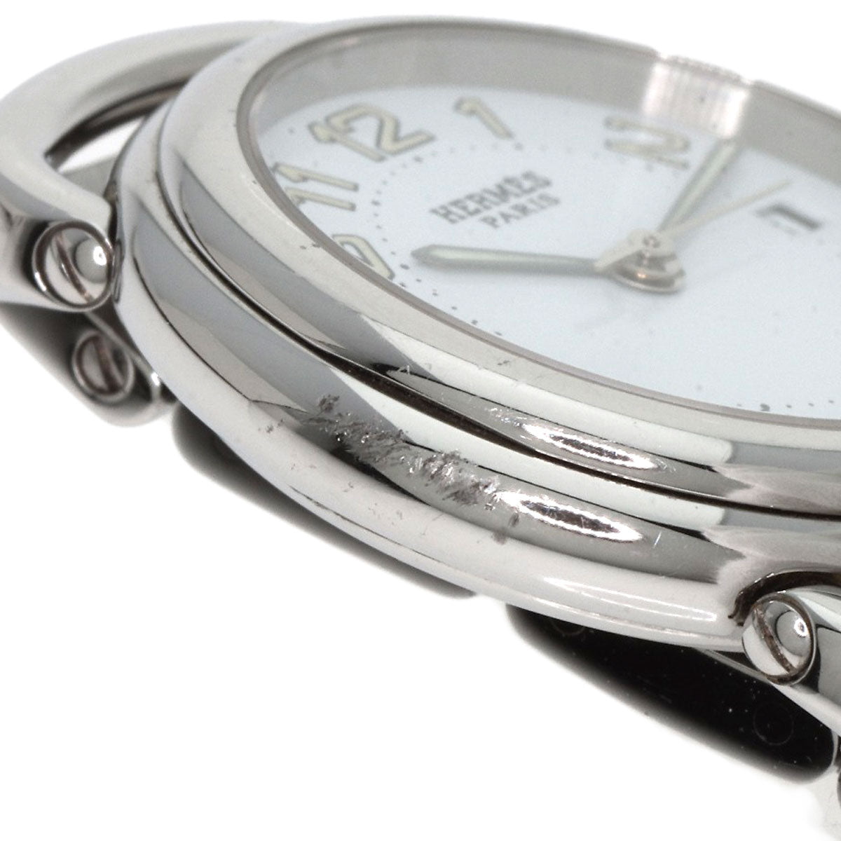 HERMES Watches Quartz PU2.210 Stainless Steel , Stainless Steel Silver Pullman white dial Women Used