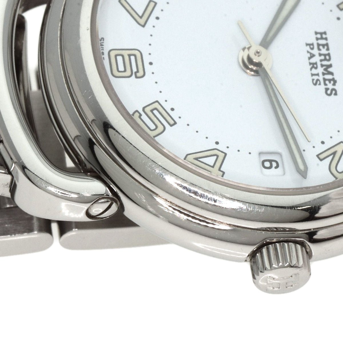HERMES Watches Quartz PU2.210 Stainless Steel , Stainless Steel Silver Pullman white dial Women Used