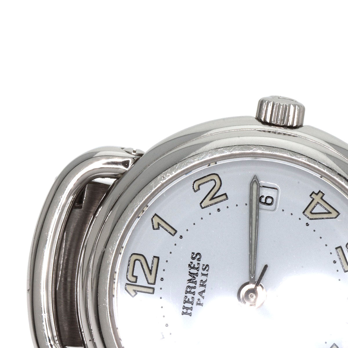 HERMES Watches Quartz PU2.210 Stainless Steel , Stainless Steel Silver Pullman white dial Women Used