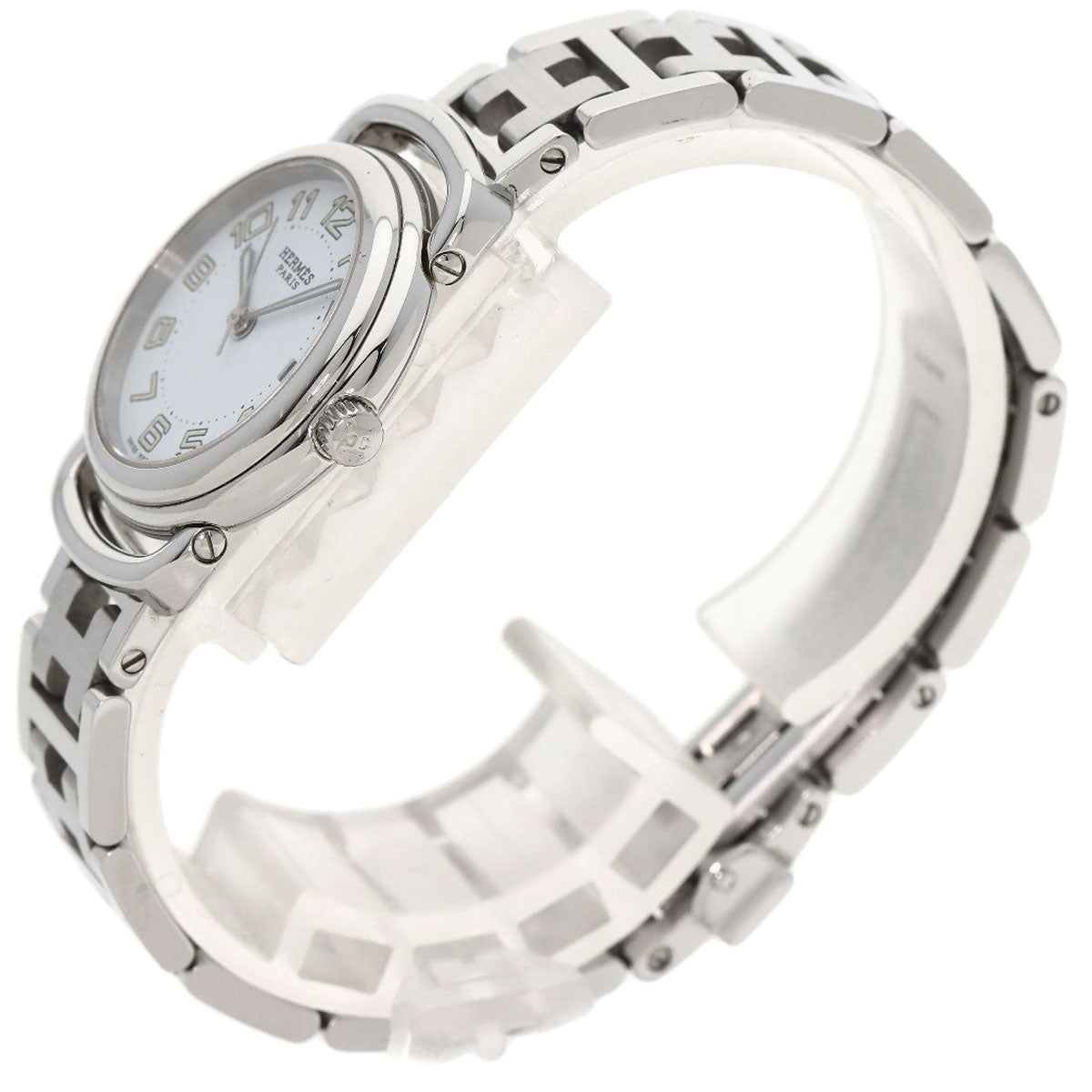 HERMES Watches Quartz PU2.210 Stainless Steel , Stainless Steel Silver Pullman white dial Women Used