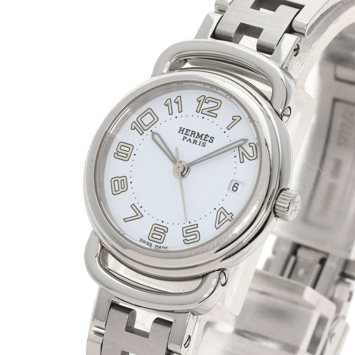 HERMES Watches Quartz PU2.210 Stainless Steel , Stainless Steel Silver Pullman white dial Women Used