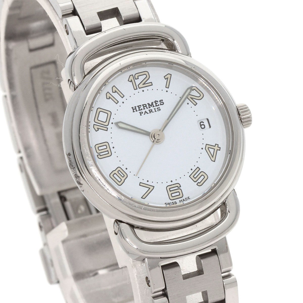 HERMES Watches Quartz PU2.210 Stainless Steel , Stainless Steel Silver Pullman white dial Women Used