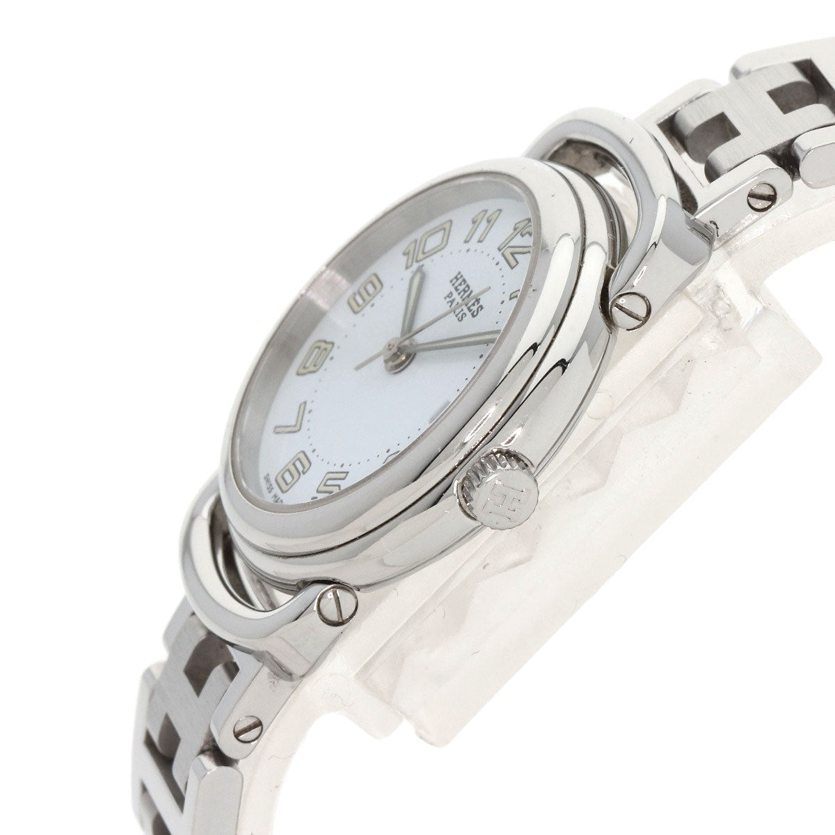 HERMES Watches Quartz PU2.210 Stainless Steel , Stainless Steel Silver Pullman white dial Women Used