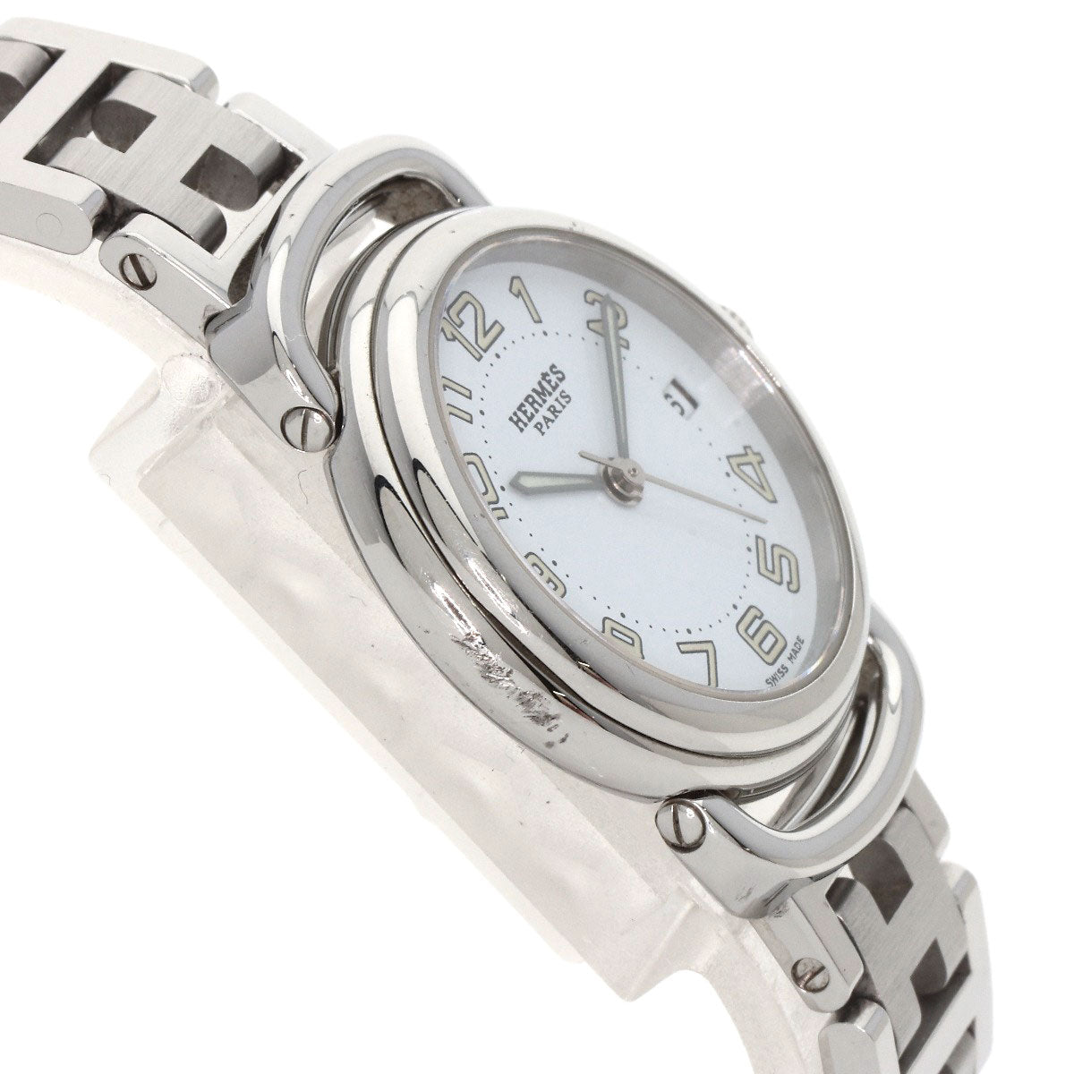HERMES Watches Quartz PU2.210 Stainless Steel , Stainless Steel Silver Pullman white dial Women Used