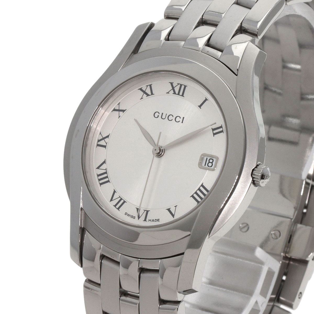GUCCI Watches Quartz 5500M Stainless Steel , Stainless Steel Silver Round face Silver dial mens Used
