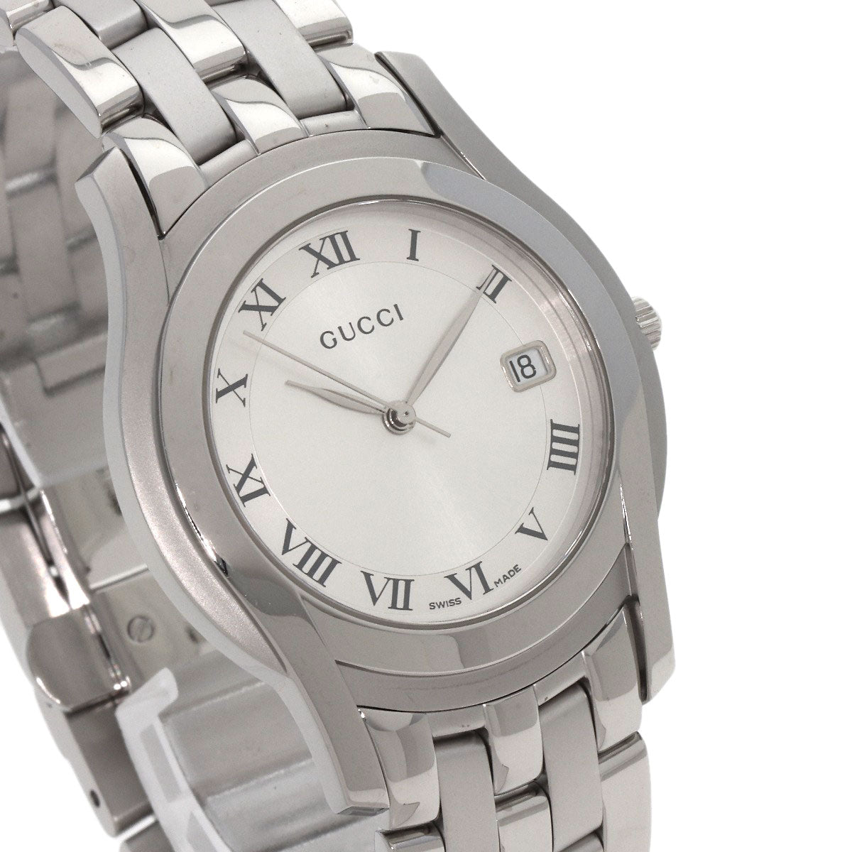 GUCCI Watches Quartz 5500M Stainless Steel , Stainless Steel Silver Round face Silver dial mens Used