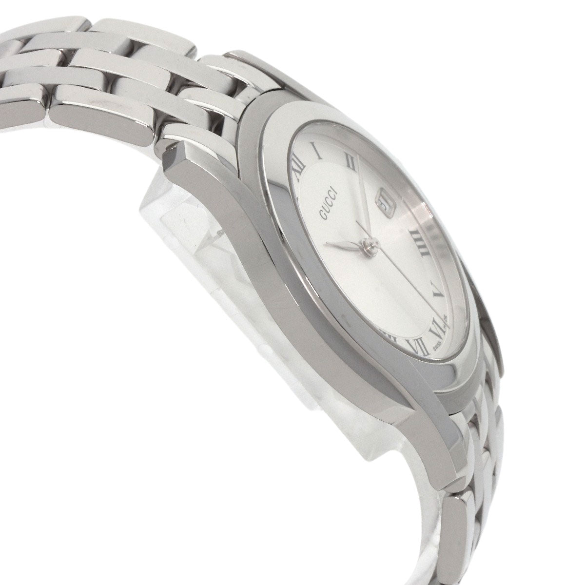 GUCCI Watches Quartz 5500M Stainless Steel , Stainless Steel Silver Round face Silver dial mens Used