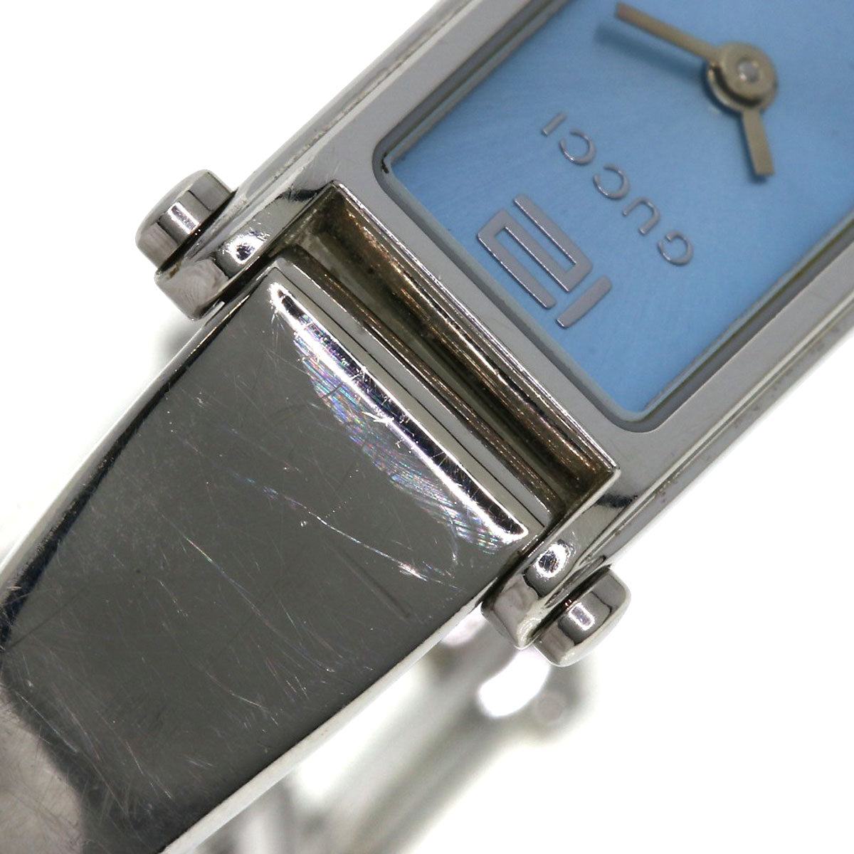 GUCCI Watches Quartz 1500L Stainless Steel , Stainless Steel Silver Square face blue dial Women Used