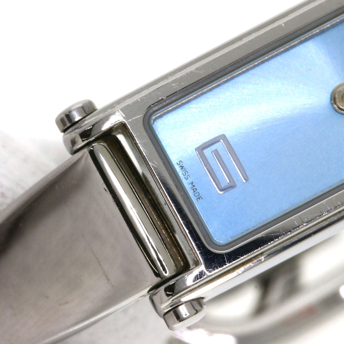 GUCCI Watches Quartz 1500L Stainless Steel , Stainless Steel Silver Square face blue dial Women Used