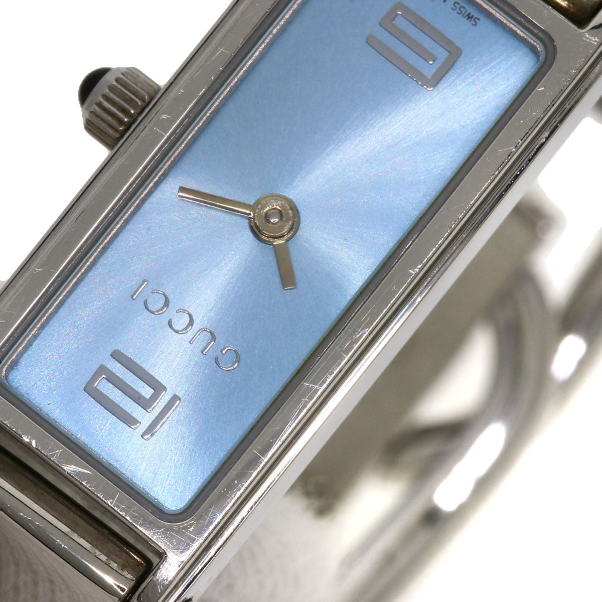 GUCCI Watches Quartz 1500L Stainless Steel , Stainless Steel Silver Square face blue dial Women Used