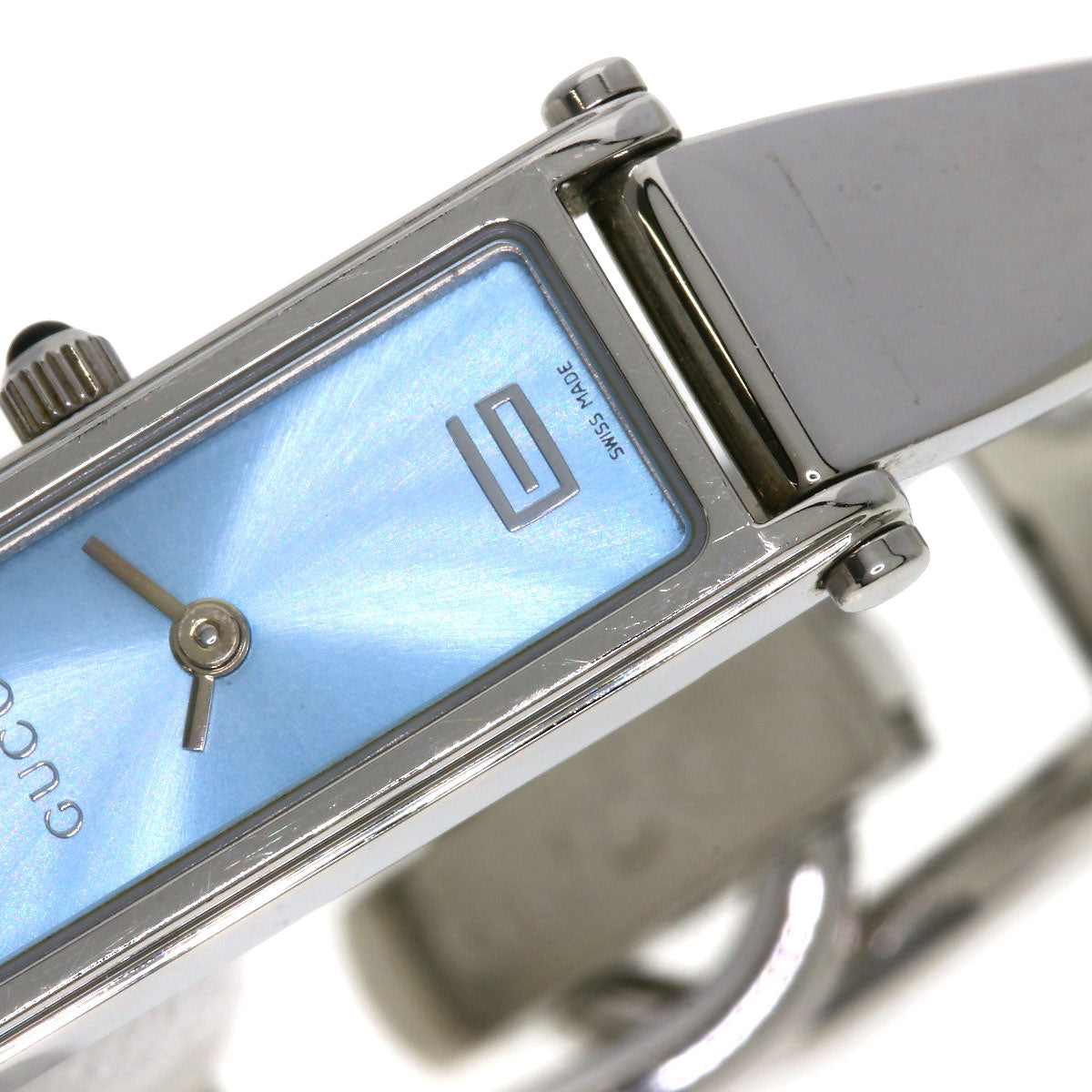 GUCCI Watches Quartz 1500L Stainless Steel , Stainless Steel Silver Square face blue dial Women Used