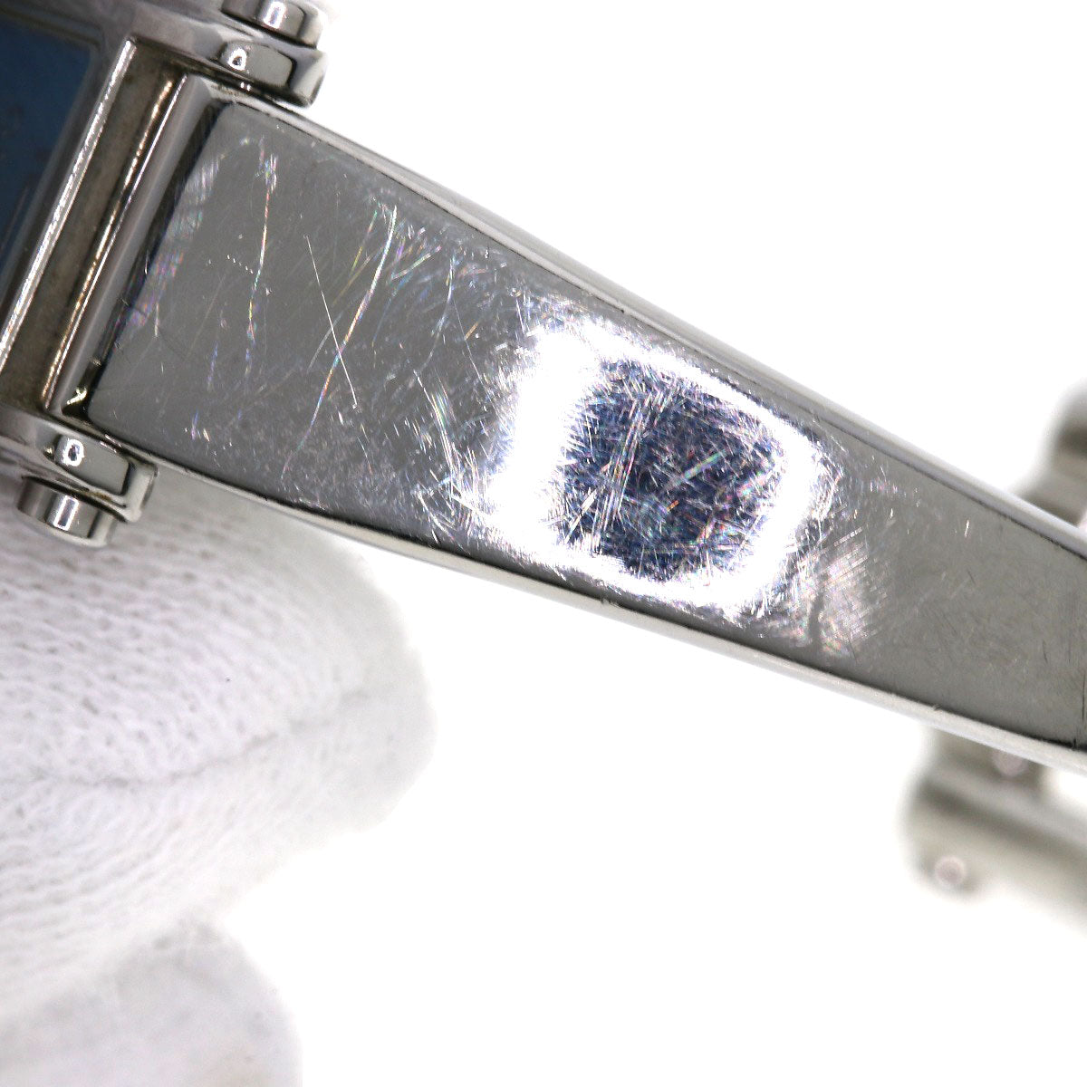 GUCCI Watches Quartz 1500L Stainless Steel , Stainless Steel Silver Square face blue dial Women Used