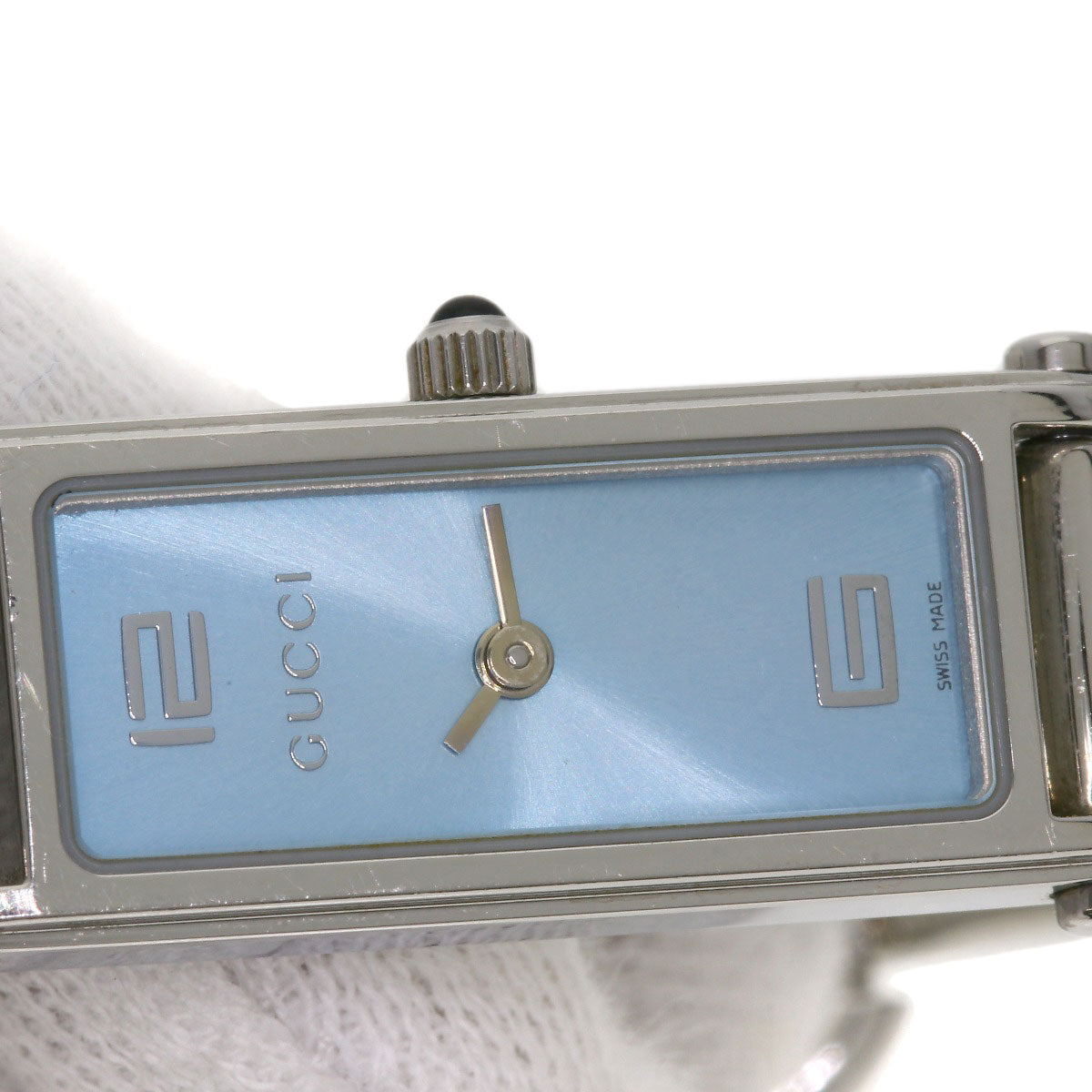 GUCCI Watches Quartz 1500L Stainless Steel , Stainless Steel Silver Square face blue dial Women Used