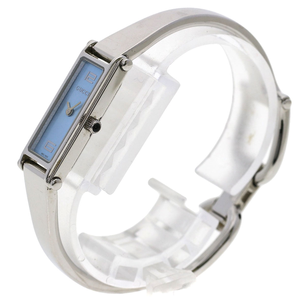 GUCCI Watches Quartz 1500L Stainless Steel , Stainless Steel Silver Square face blue dial Women Used