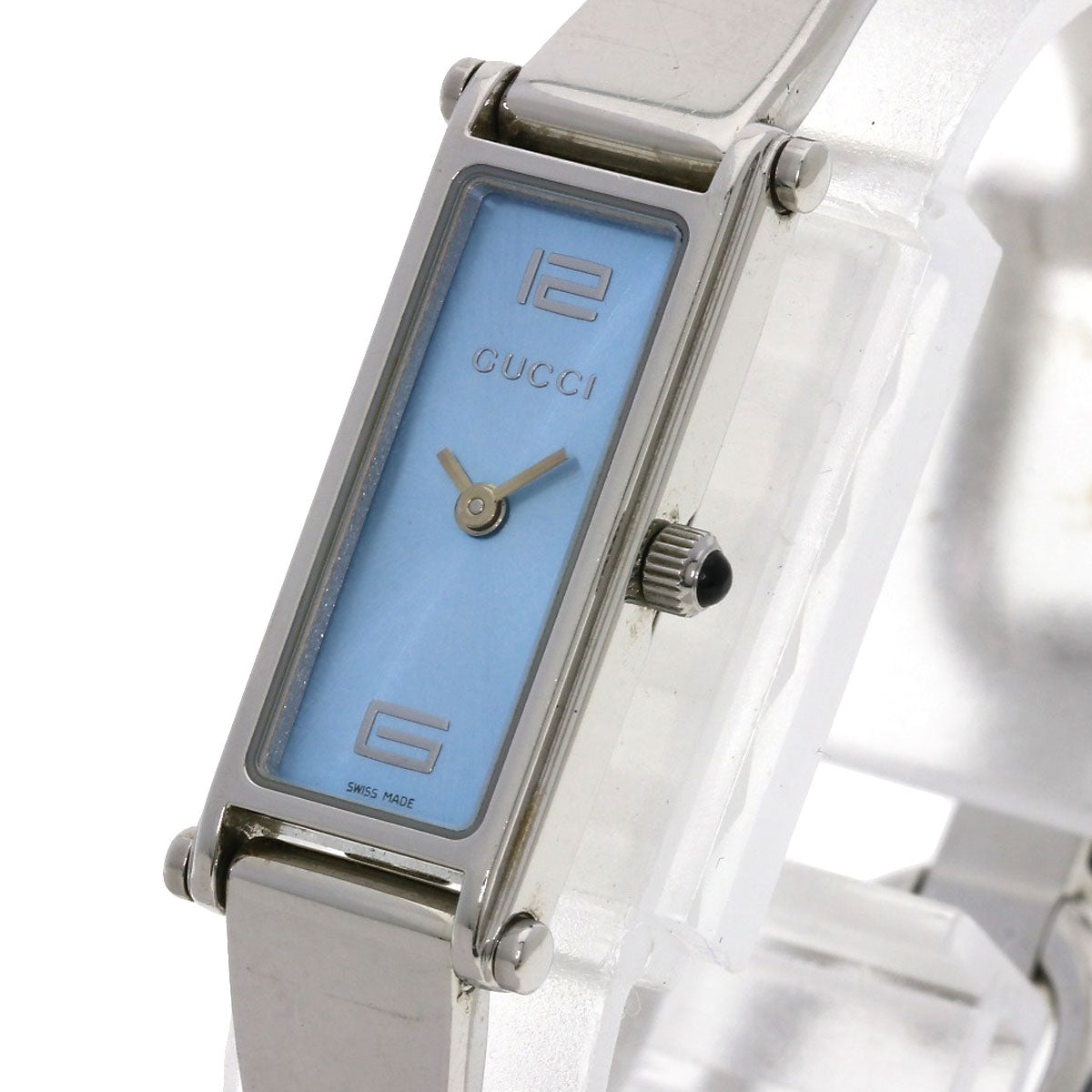 GUCCI Watches Quartz 1500L Stainless Steel , Stainless Steel Silver Square face blue dial Women Used