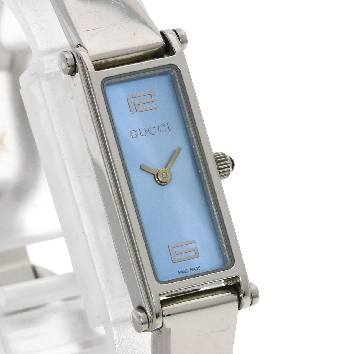 GUCCI Watches Quartz 1500L Stainless Steel , Stainless Steel Silver Square face blue dial Women Used