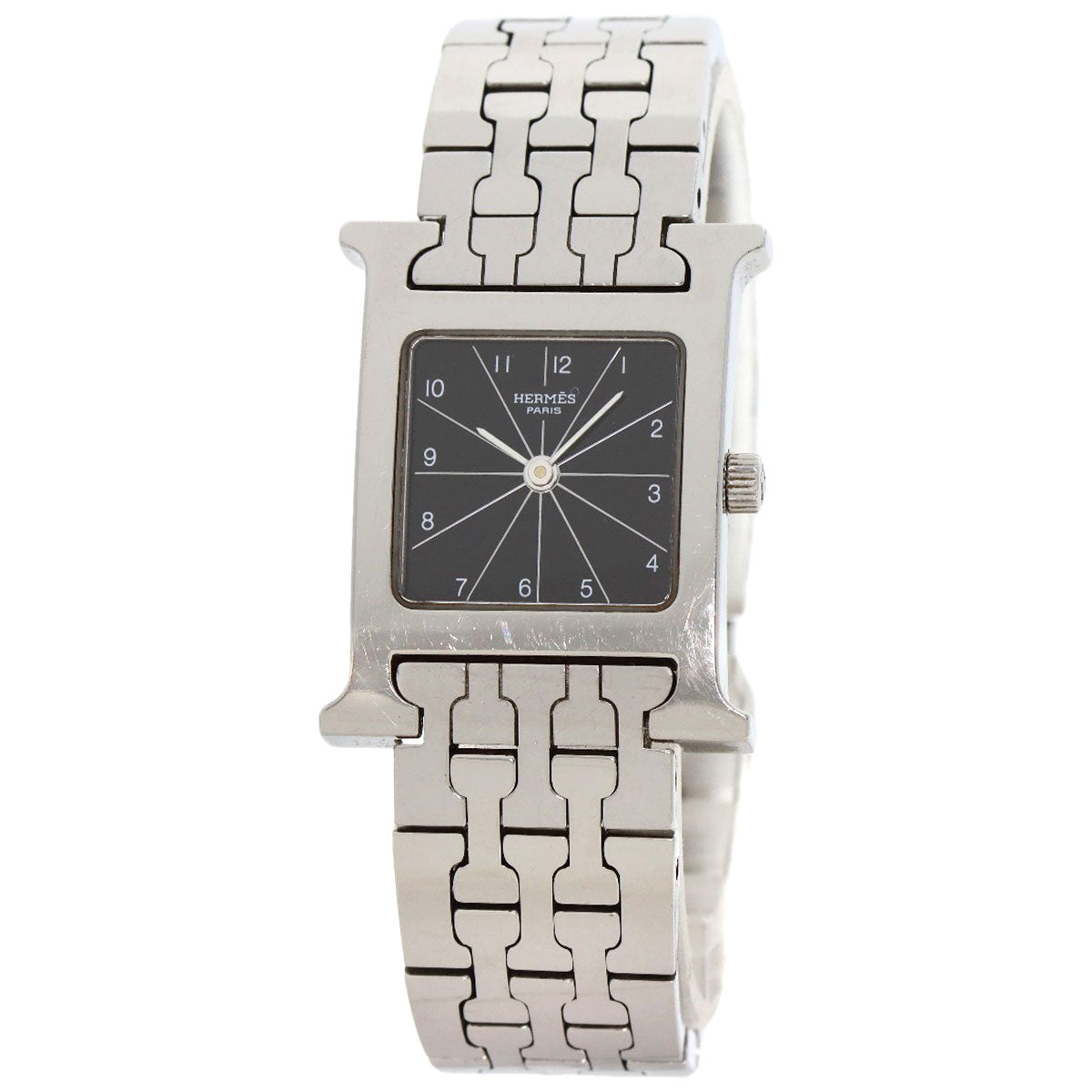 HERMES Watches Quartz HH1.210 Stainless Steel , Stainless Steel Silver H watch black dial Women Used
