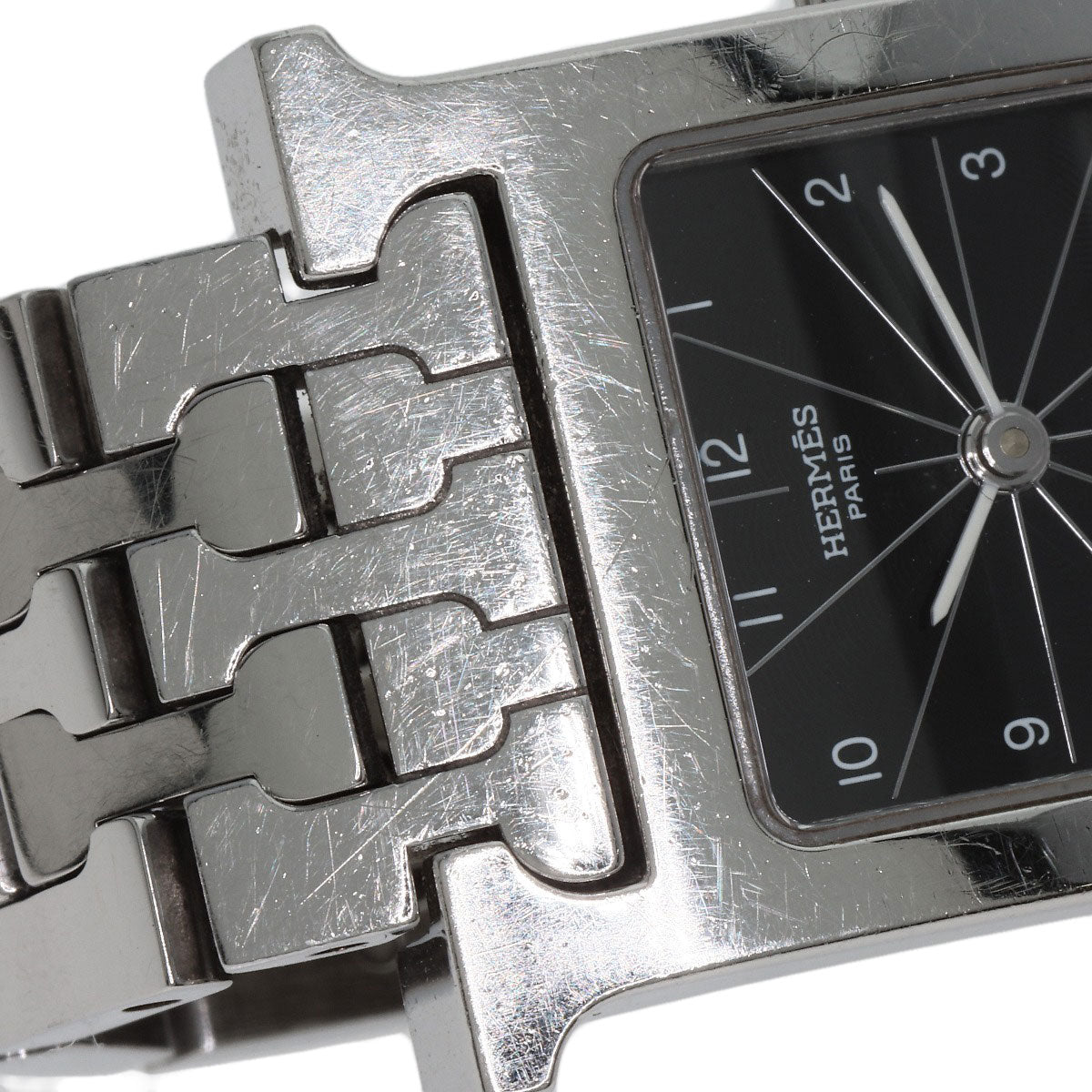 HERMES Watches Quartz HH1.210 Stainless Steel , Stainless Steel Silver H watch black dial Women Used