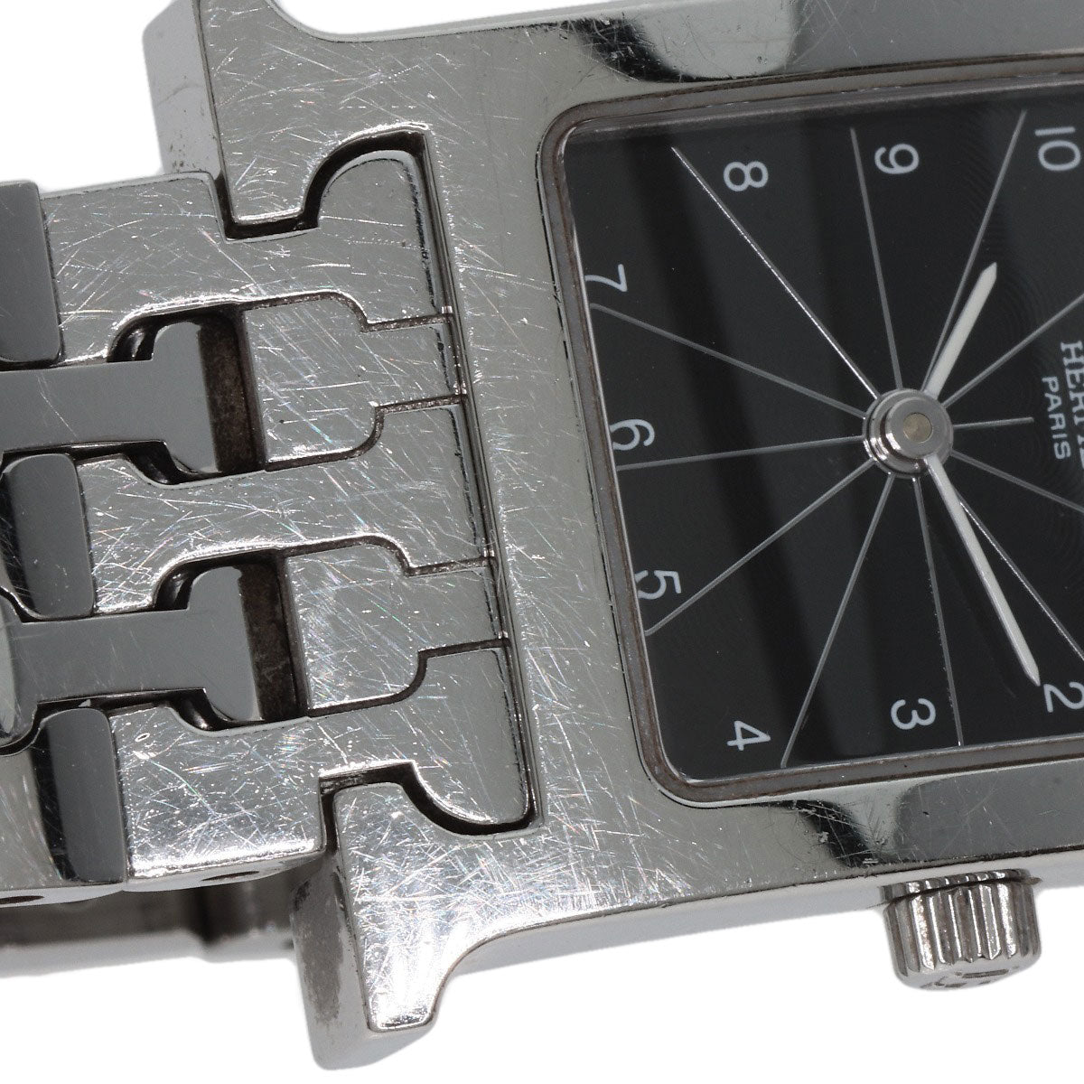 HERMES Watches Quartz HH1.210 Stainless Steel , Stainless Steel Silver H watch black dial Women Used