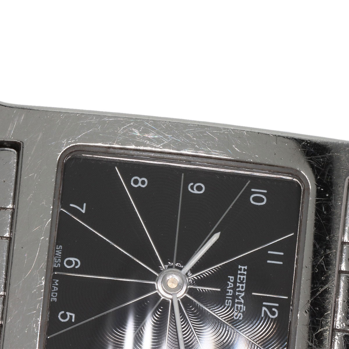 HERMES Watches Quartz HH1.210 Stainless Steel , Stainless Steel Silver H watch black dial Women Used