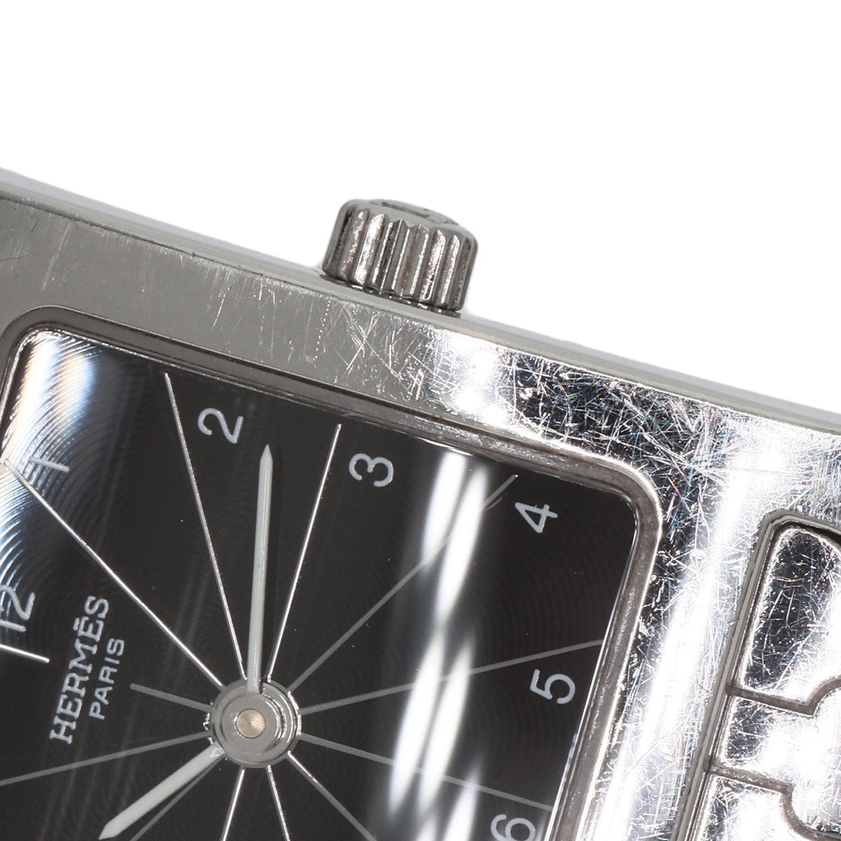 HERMES Watches Quartz HH1.210 Stainless Steel , Stainless Steel Silver H watch black dial Women Used