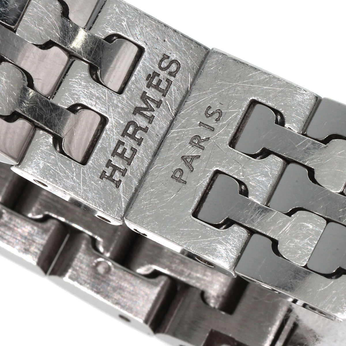HERMES Watches Quartz HH1.210 Stainless Steel , Stainless Steel Silver H watch black dial Women Used