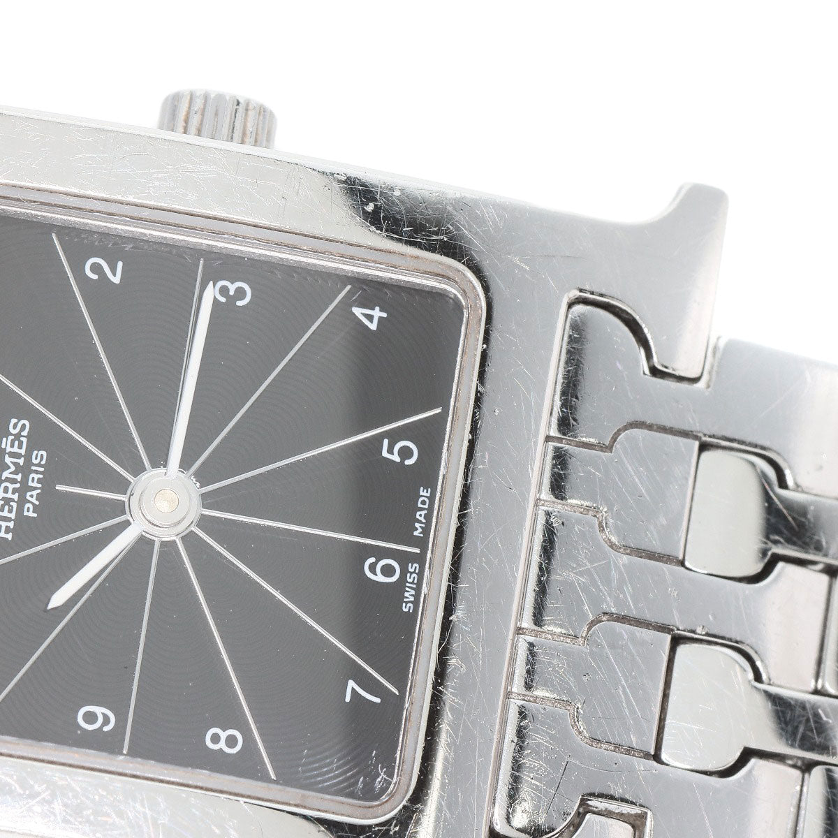 HERMES Watches Quartz HH1.210 Stainless Steel , Stainless Steel Silver H watch black dial Women Used