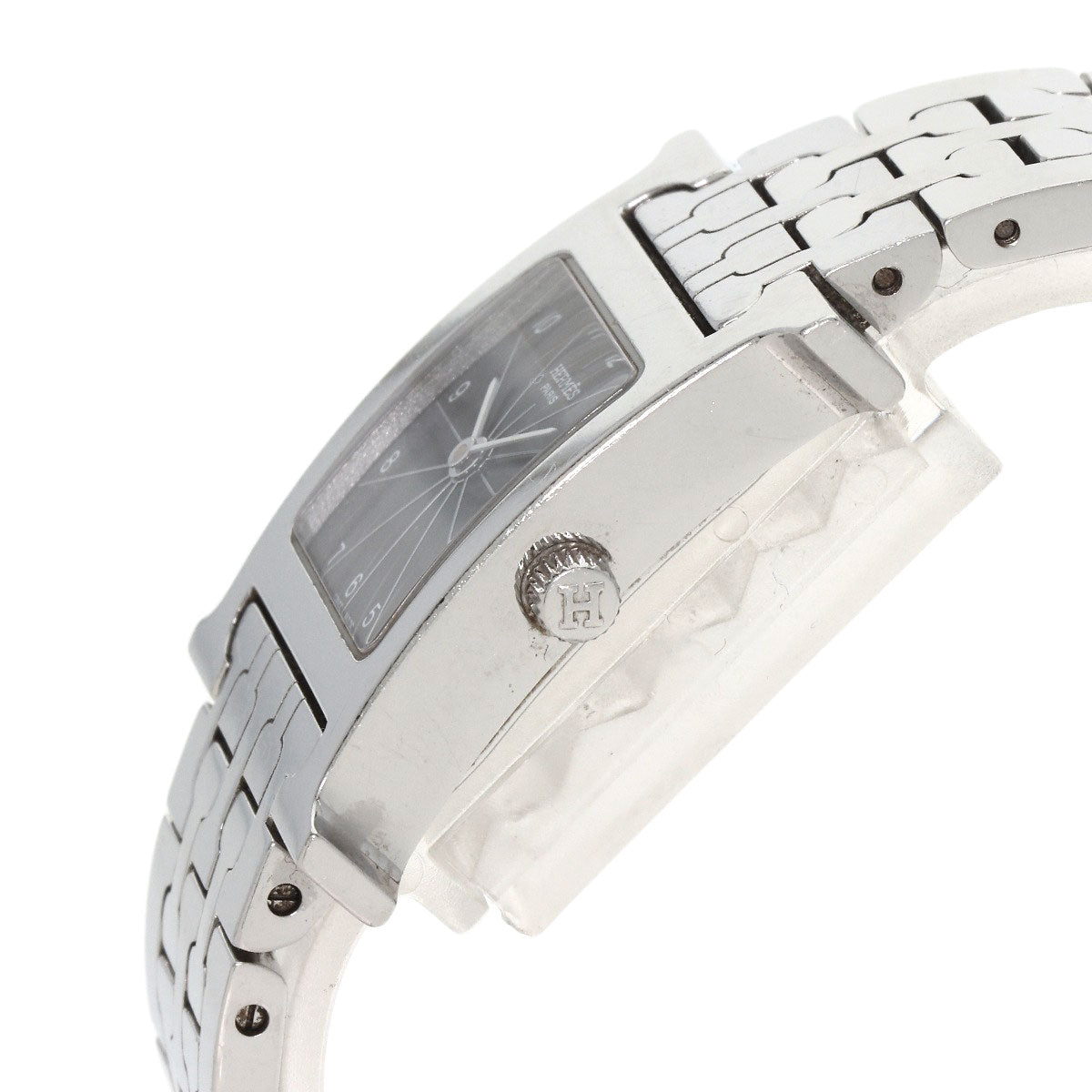HERMES Watches Quartz HH1.210 Stainless Steel , Stainless Steel Silver H watch black dial Women Used
