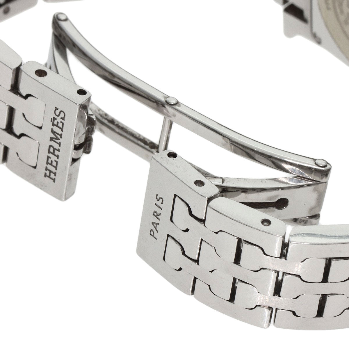 HERMES Watches Quartz HH1.210 Stainless Steel , Stainless Steel Silver H watch black dial Women Used
