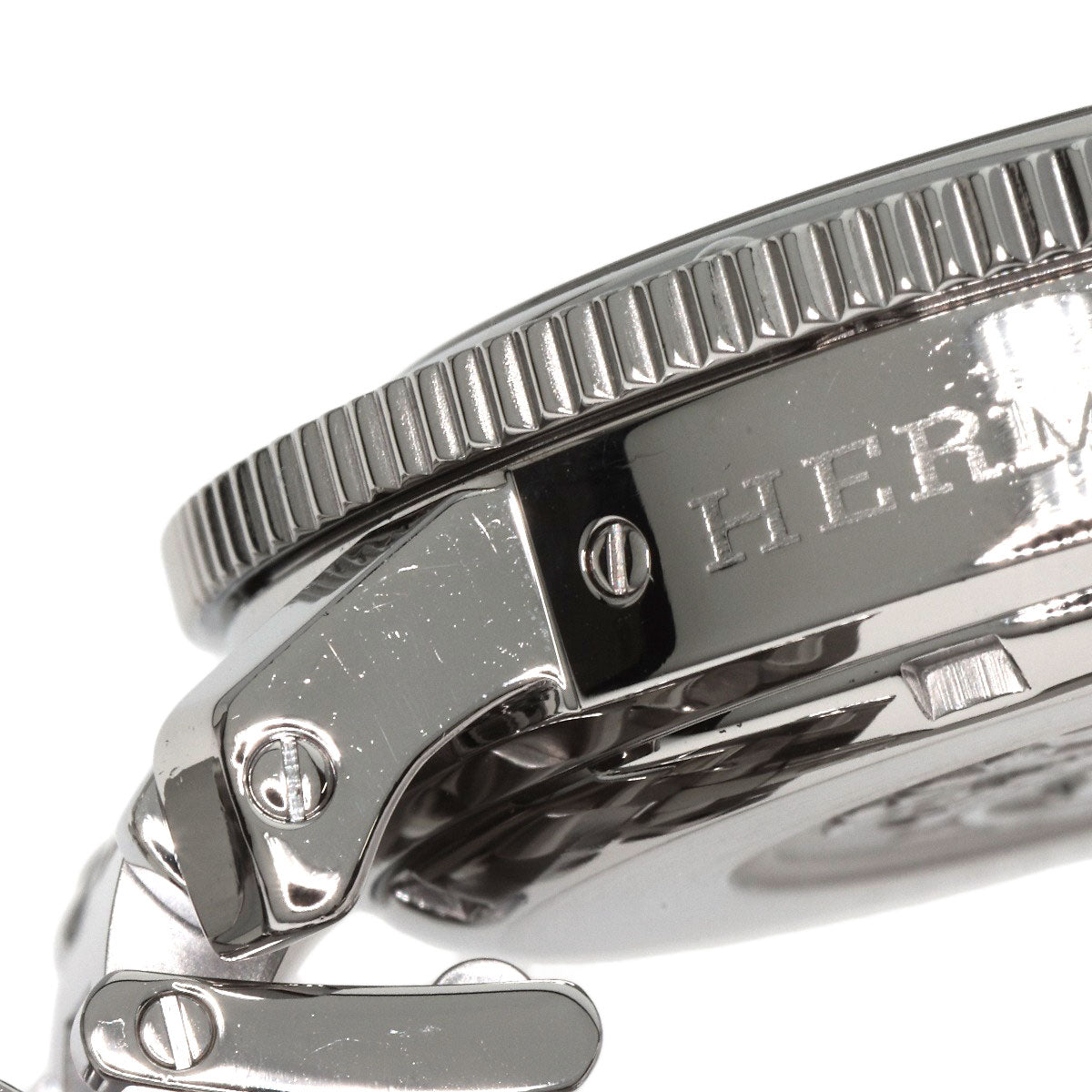 HERMES Watches Quartz CL2.910 Stainless Steel , Stainless Steel Silver Clipper Diver Chronograph black dial mens Used