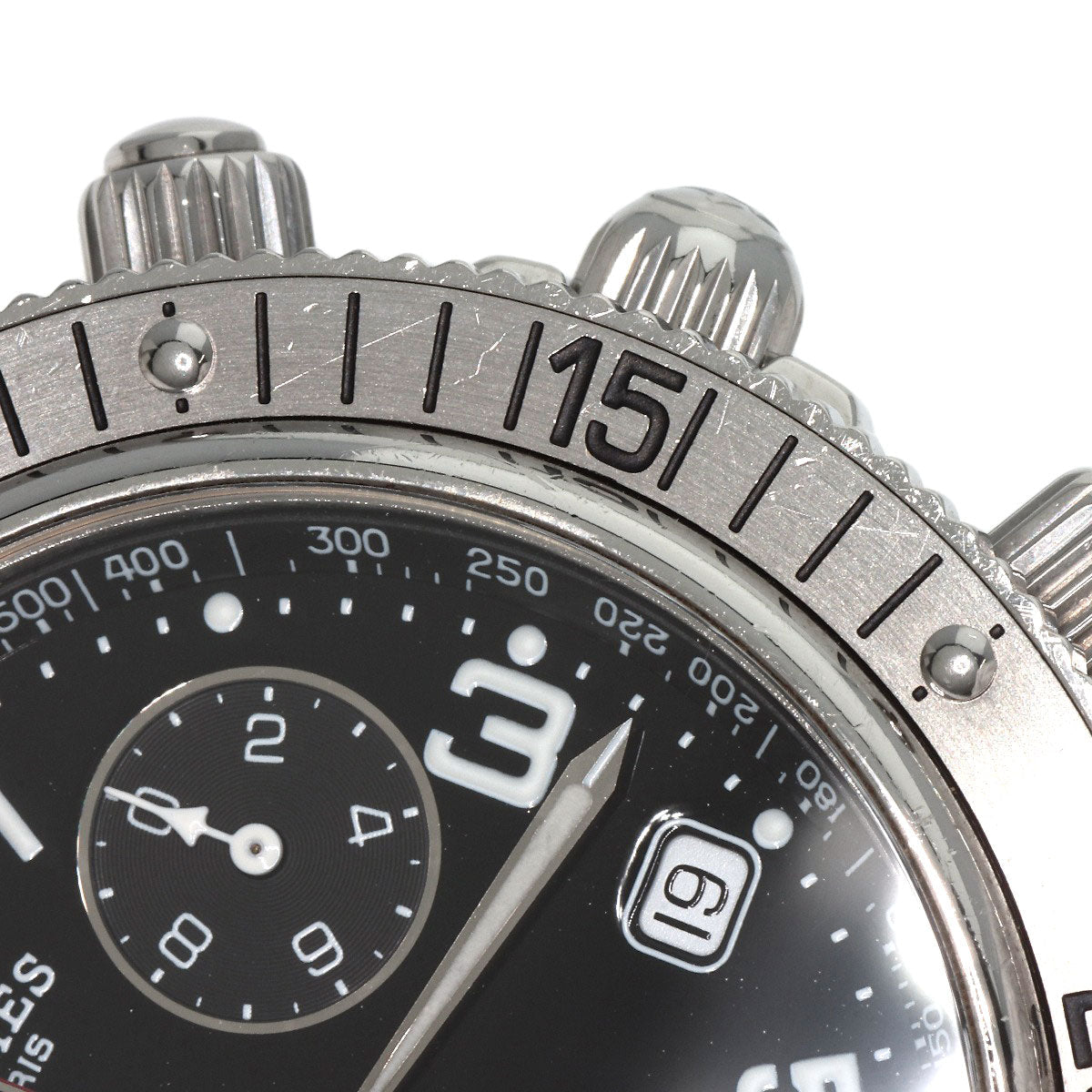 HERMES Watches Quartz CL2.910 Stainless Steel , Stainless Steel Silver Clipper Diver Chronograph black dial mens Used