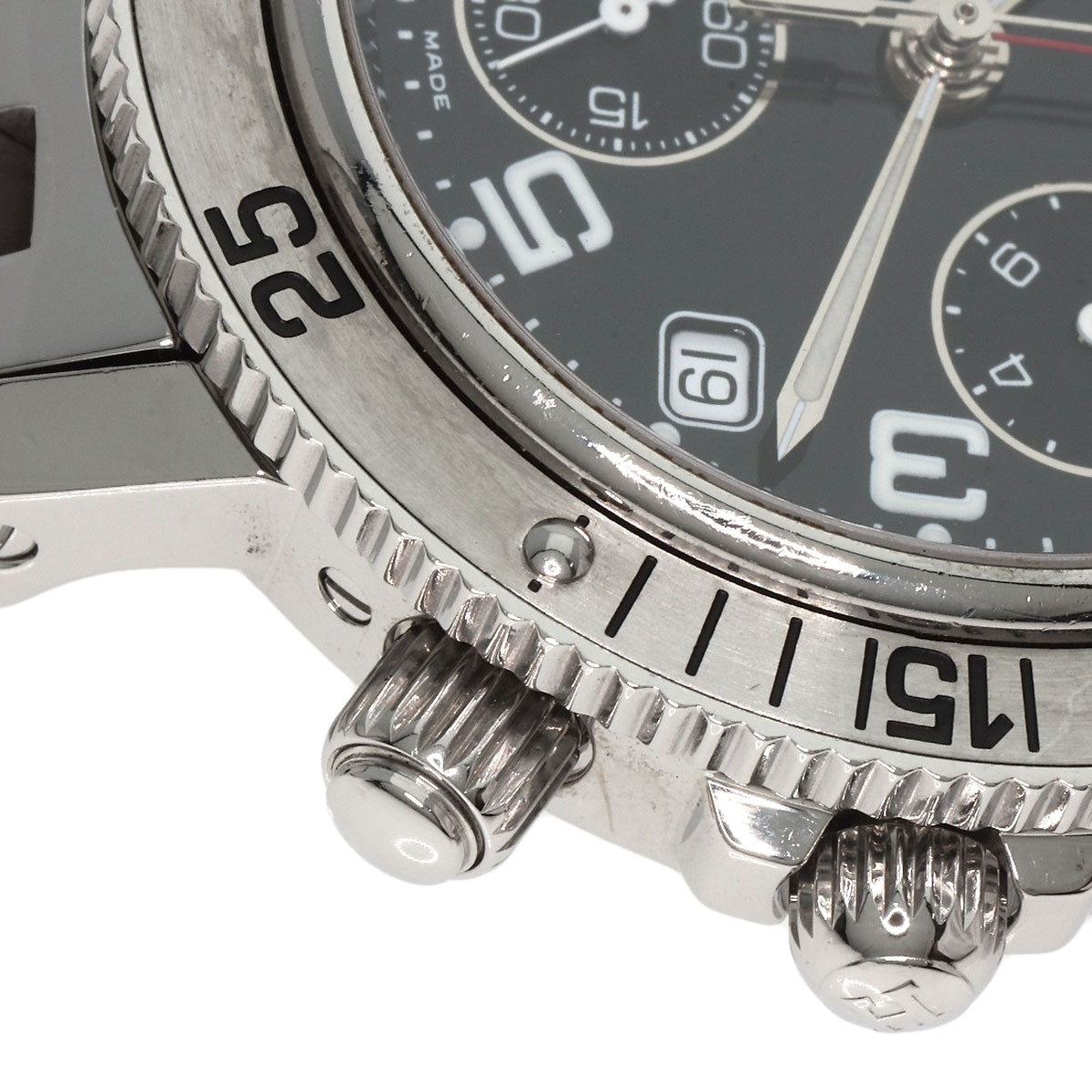 HERMES Watches Quartz CL2.910 Stainless Steel , Stainless Steel Silver Clipper Diver Chronograph black dial mens Used